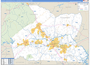 Hickory-Lenoir-Morganton Metro Area Wall Map Basic Style